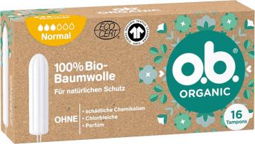 OB ORGANIC TAMPON BIO Normal 16er aus 100% Baumwolle  für natürlichen Schutz